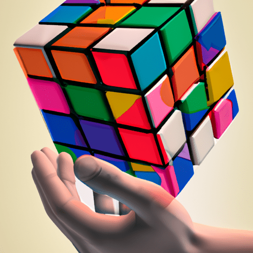 An Image Of A Hand Twisting A Colorful Rubik'S Cube