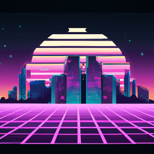 1. An Illustration Of A Retro-Futuristic Cityscape, Bathed In Neon Lights, Symbolizing The Aesthetic Of Synthwave Music.