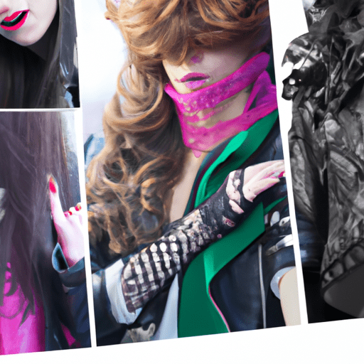 Collage Of Popular Fashion Trends Adopted By Women In 80S Rock, Including Leather Jackets, Lace Gloves, And Teased Hair.