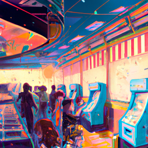 A Vintage Photo Of A Bustling 80S Arcade, Filled With Teenagers Huddled Around Glowing Machines.