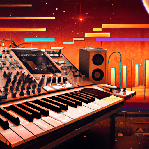 3. An Image Of A Vintage Synthesizer Juxtaposed With A Modern Music Production Setup, Illustrating The Blend Of Old And New In Synthwave.